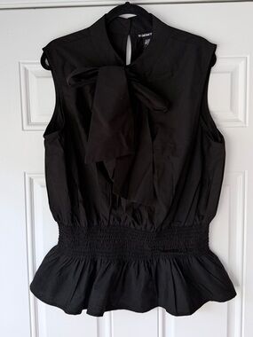 NWT‎ 18 CENTIMETERS BLACK TOP BOW TIE NECK BLOUSE POPLIN